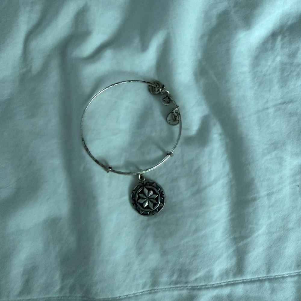 Silver Charm Bracelet with Compass Pendant